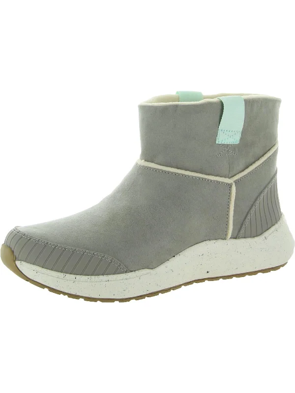 women's booties with sock-like fitHome Womens Faux Suede Slip On Ankle Boots