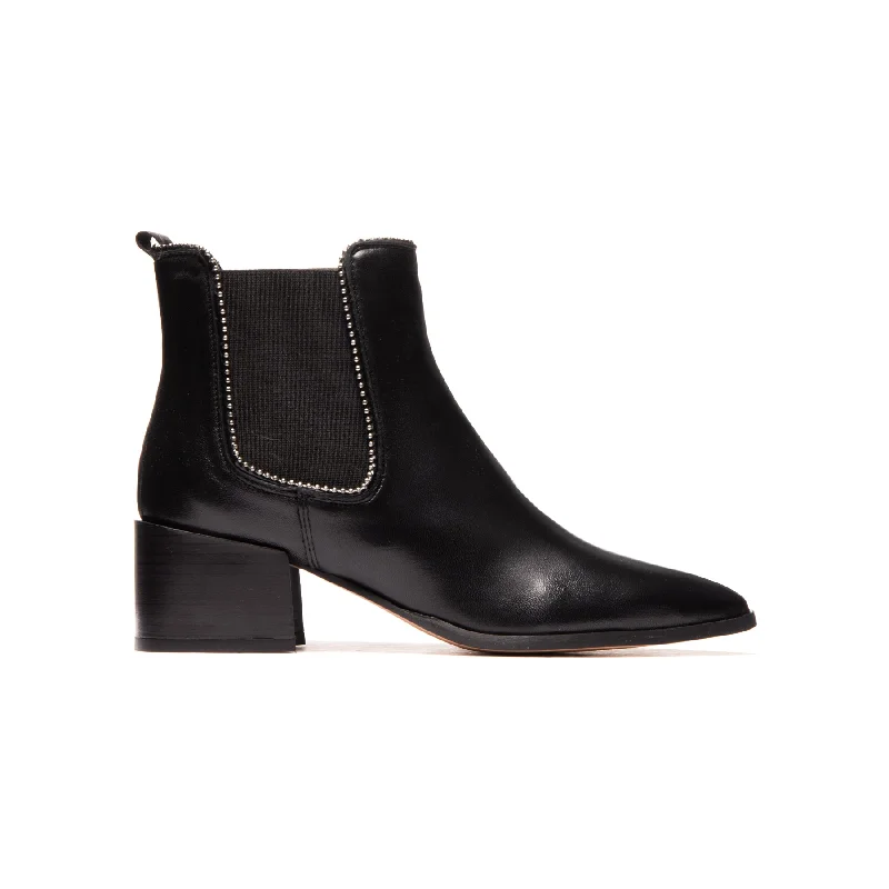 women's ankle boots with pull tabsJalna Black Leather