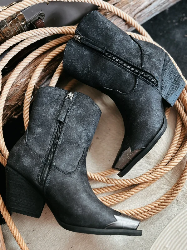 women's booties with snake printJimi Black Booties