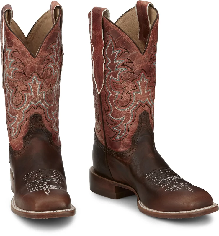 stylish women's cowboy bootsJustin 11in Womens Amber Orange Dusty Leather Cowboy Boots