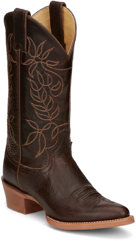 women's cowboy boots with zippersJustin 12in Womens Espresso Rosey Leather Cowboy Boots