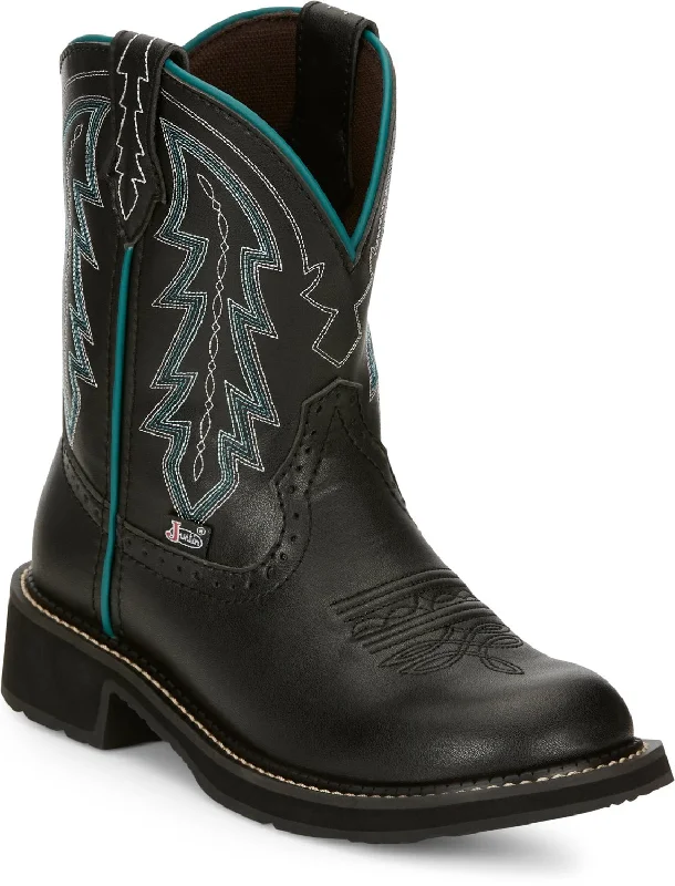 women's cowboy boots with ankle boots styleJustin 8in Gypsy Womens Onyx Black Lyla Leather Cowboy Boots
