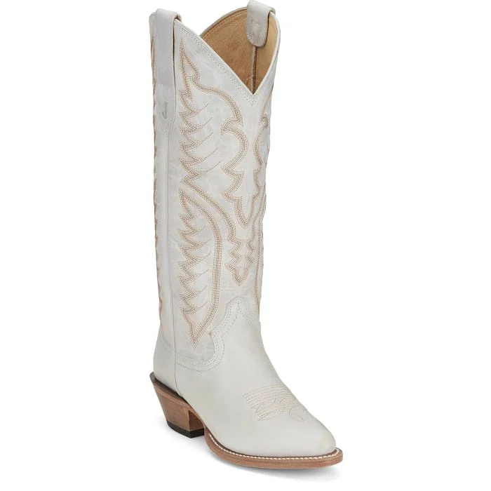 women's moto boots for motorcycle ridingJustin Women's Evelyn 15" Western Boot in Vintage Ivory