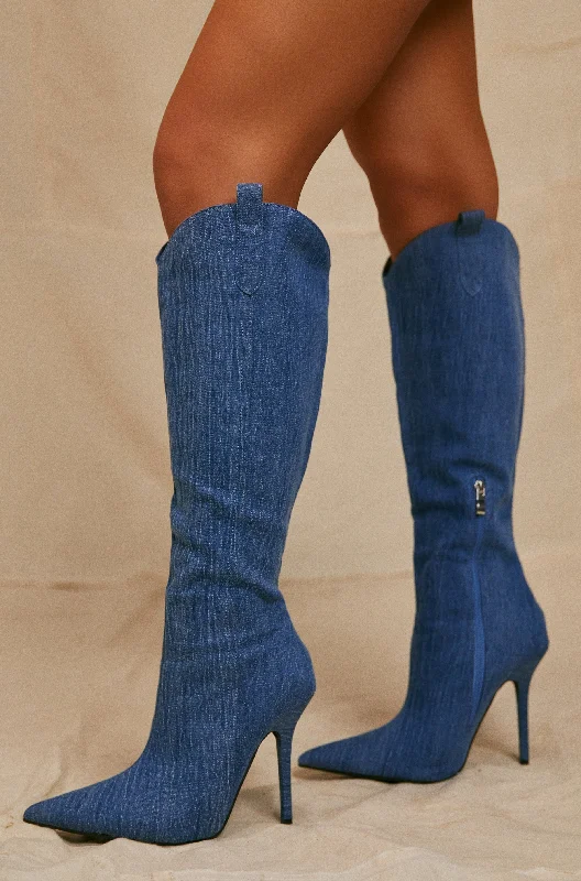 women's ankle bootiesKaiya High Heel Boots - Denim