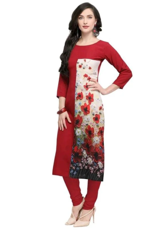 women's moto boots with unique tread patternsDesigner Mart Women Maroon Crepe Straight Kurti