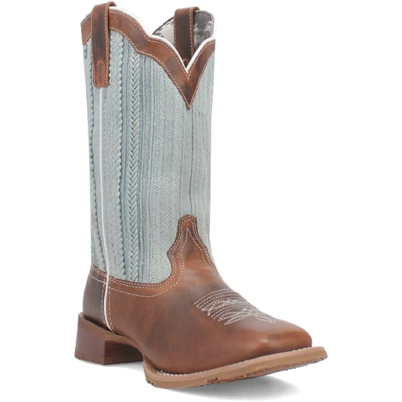 women's cowboy boots for concertsLaredo Womens Blue Moon Tan/Blue Leather Cowboy Boots