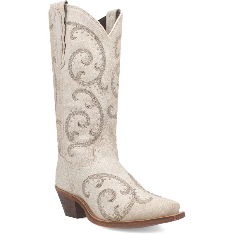 women's cowboy boots for fashionLaredo Womens Haisley Off White Leather Cowboy Boots