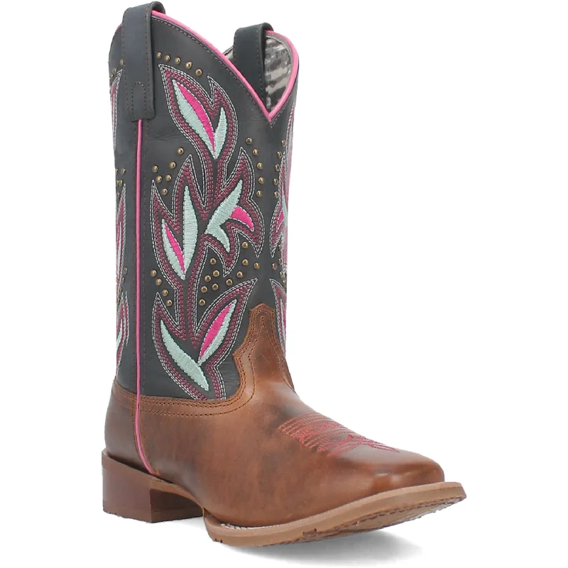 women's cowboy boots with high heelLaredo Womens Lydia Tan/Blue Leather Cowboy Boots