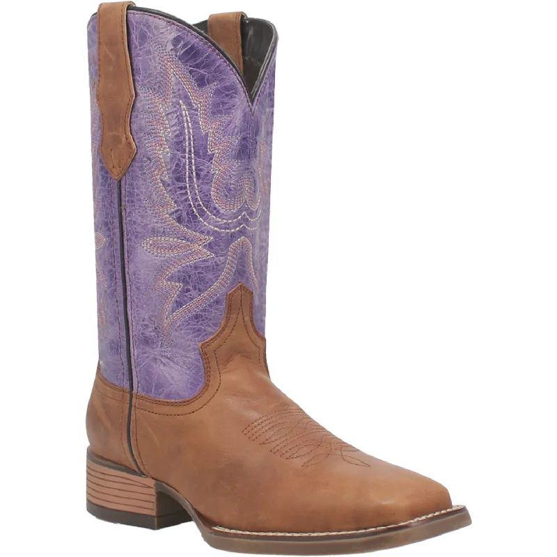 women's cowboy boots with lace-up detailLaredo Womens Mara Tan/Purple Leather Cowboy Boots