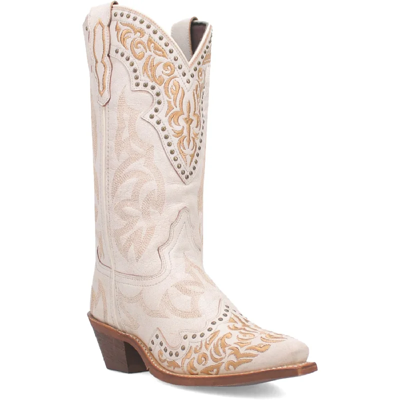 women's cowboy boots with snip toeLaredo Womens Regan White Leather Cowboy Boots