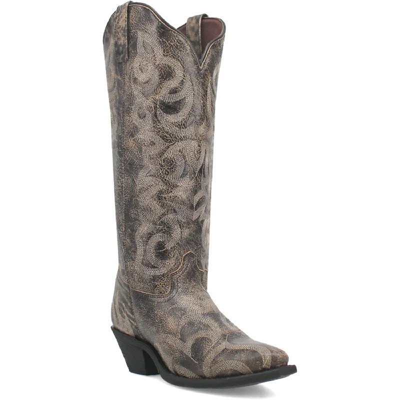 women's suede cowboy bootsLaredo Womens Twyla Black Leather Cowboy Boots