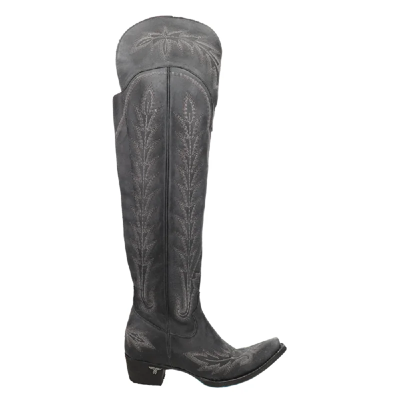 women's cowboy boots for fashionLexington OTK Corset Embroidered Snip Toe Zippered Cowboy Boots