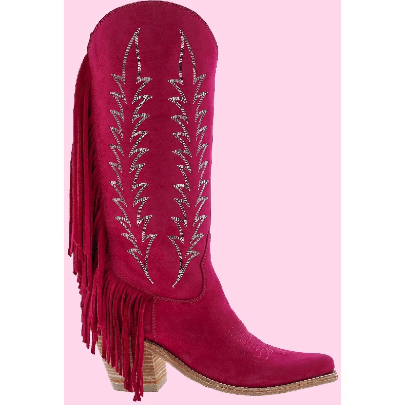 women's western boots for workLiberty Black Marie Fuchsia Fringed Boots
