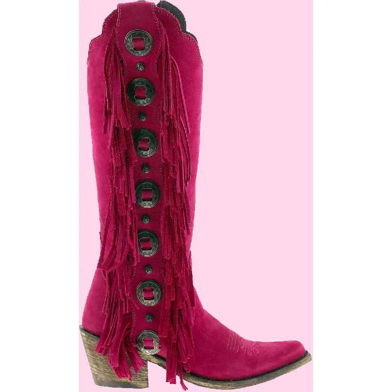 women's moto boots with adjustable strapsLiberty Black Ophelia Fuchsia Boots