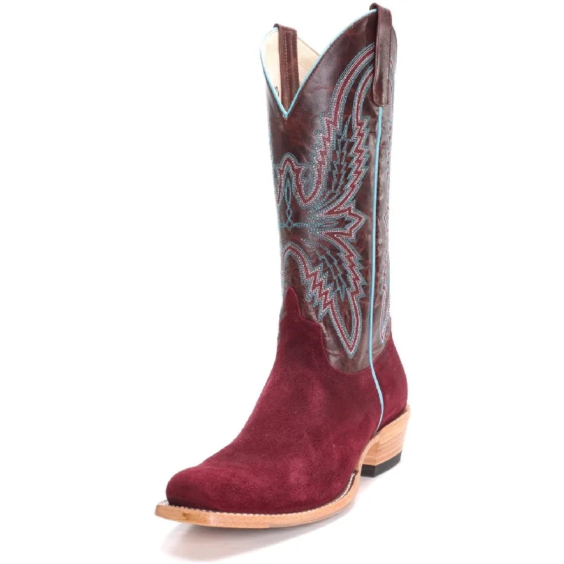 women's cowboy boots with square toeMacie Bean Burgundy Suede Boot