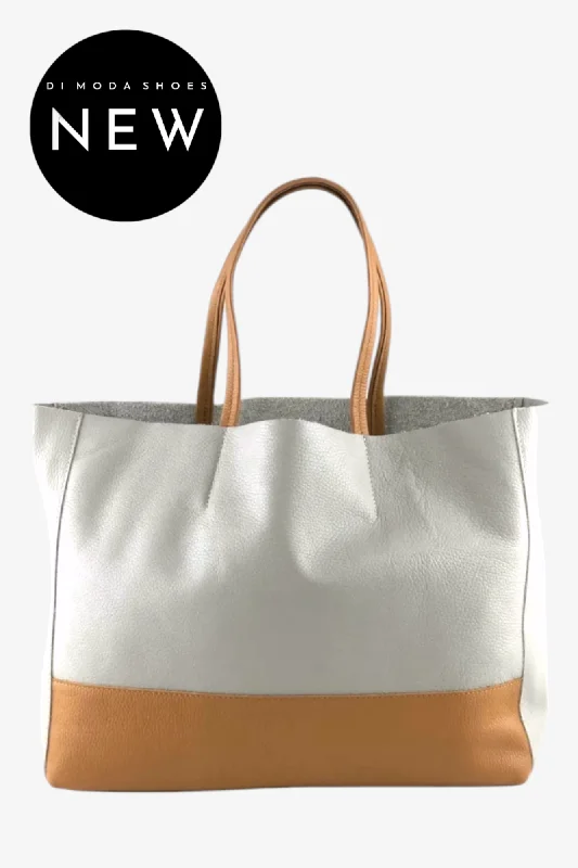 women's ankle boots with round toeMARLON TWO TONE LEATHER LARGE SHOPPER BAG
