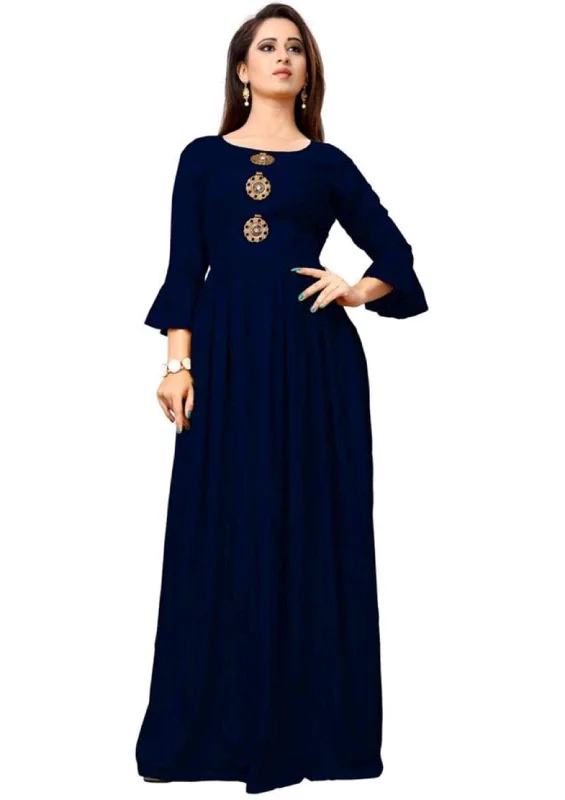 women's leather moto boots with bucklesDesigner Mart Blue Rayon Maxi Gown Dress