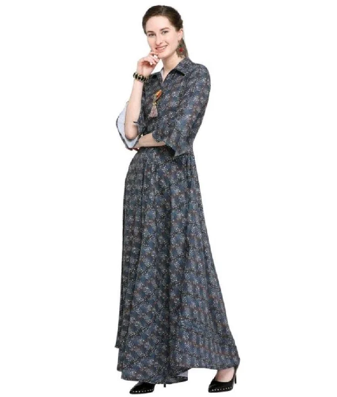 women's cowgirl boots with floral inlayDesigner Mart Grey Rayon Maxi Gown Dress