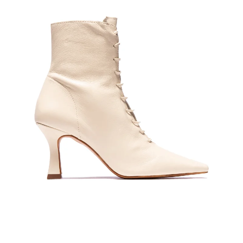 women's lace-up ankle bootsNoble Off White Leather
