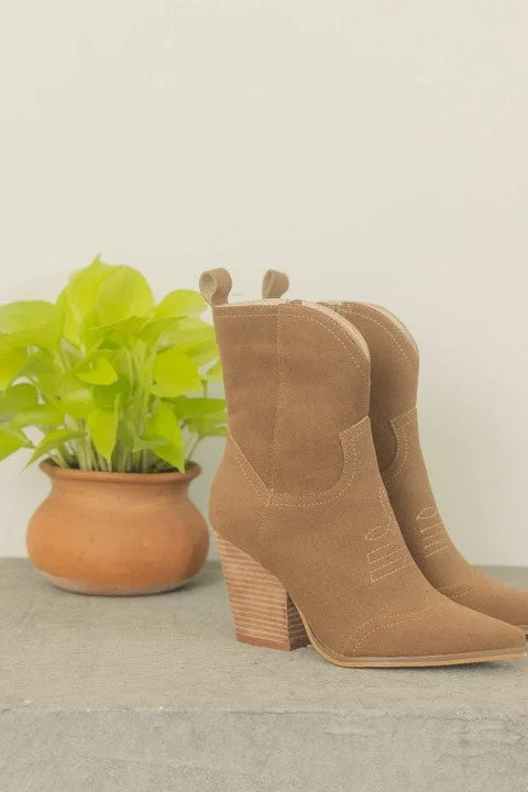 women's booties for officeAriella - Western Short Boots {Khaki, Brown, White}