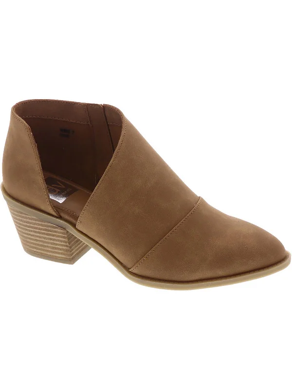 women's suede bootiesOmiss Womens Faux Leather Cut-Out Ankle Boots