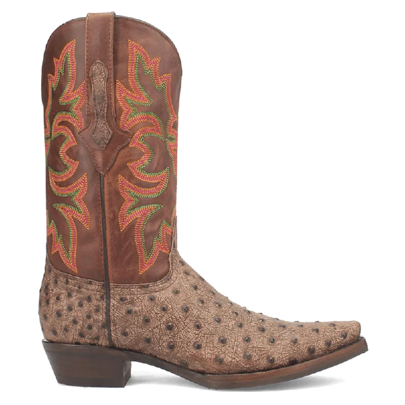 women's leather cowboy bootsOutlaw Embroidered Ostrich Print Snip Toe Cowboy Boots