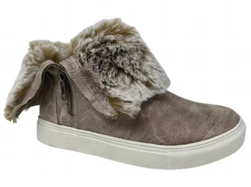 women's booties with metallic finishPlusher Slip-On Shoes In Cream