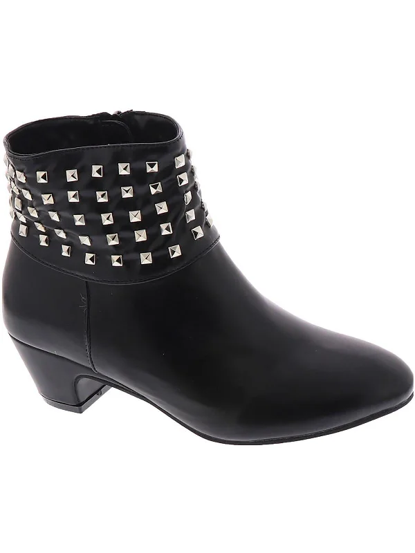 women's booties with bucklesPresley Womens Faux Leather Studded Ankle Boots