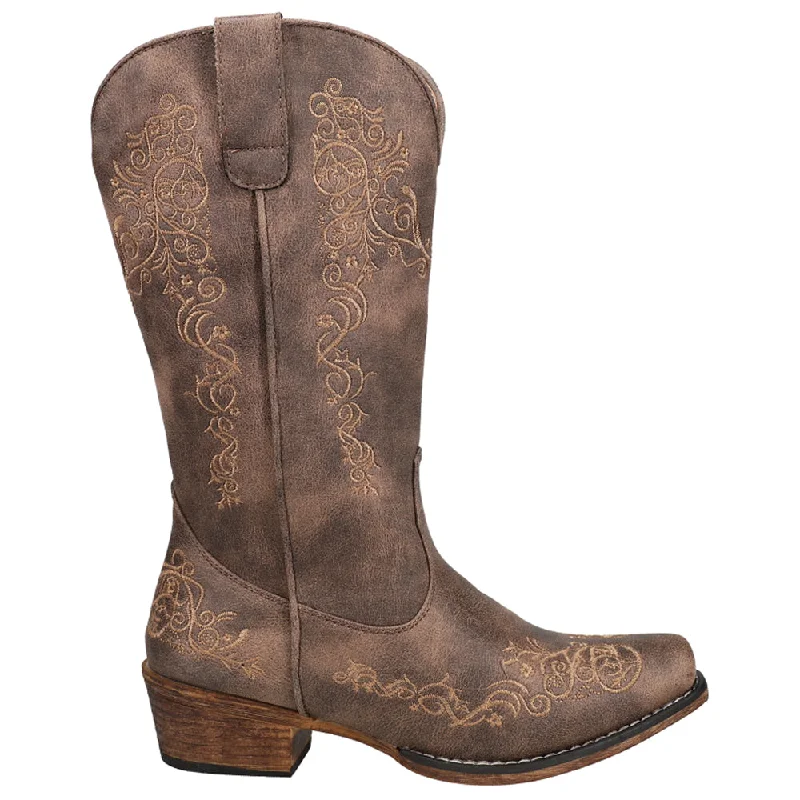 women's cowboy boots for everyday wearRiley Scroll Embroidery Snip Toe Cowboy Boots