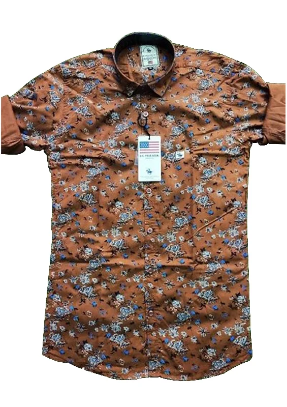 women's moto boots with chain detailMen's Brown Cotton Floral Printed Shirt