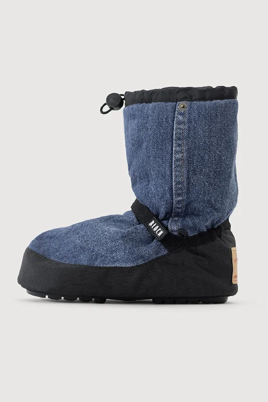 women's booties with metallic finishSIM5037 - Bloch Adult Upcycled Denim Warmup Booties
