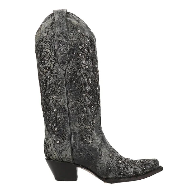 women's cowboy boots with metallic accentsStudded Tooled-Inlay Snip Toe Cowboy Boots women's cowboy boots with metallic accentsStudded Tooled-Inlay Snip Toe Cowboy Boots