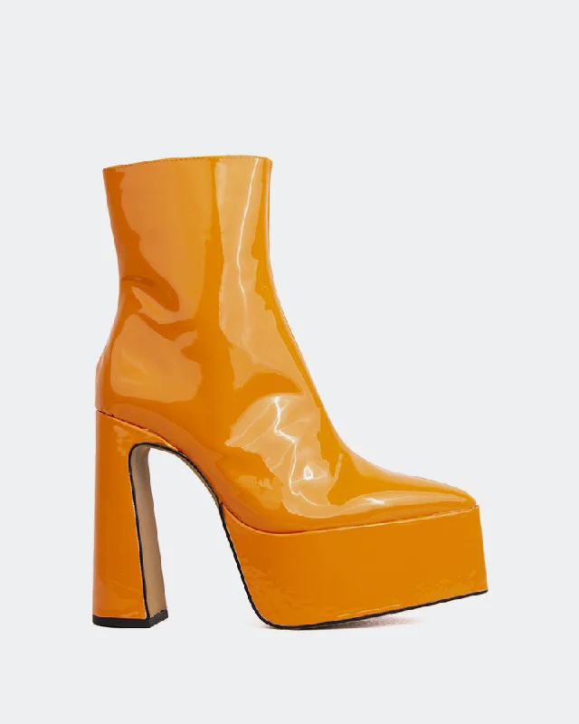 women's ankle boots with embroideryTambov Orange Patent