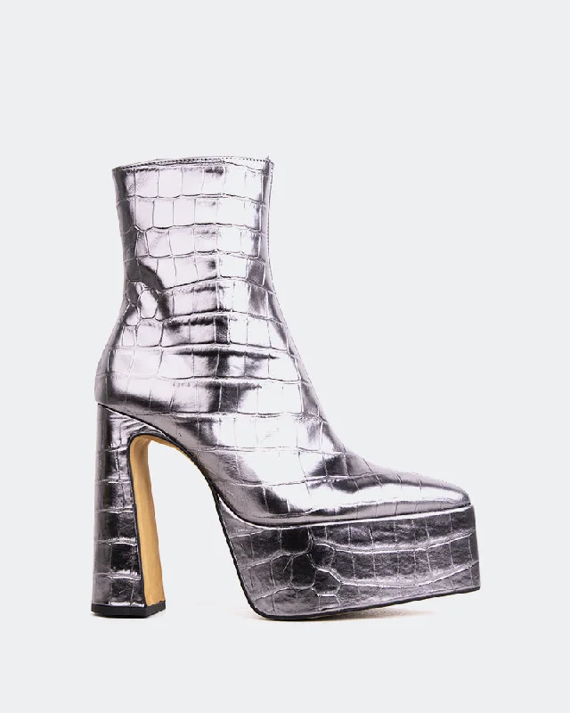 women's ankle boots with pointed toeTambov Pewter Croco