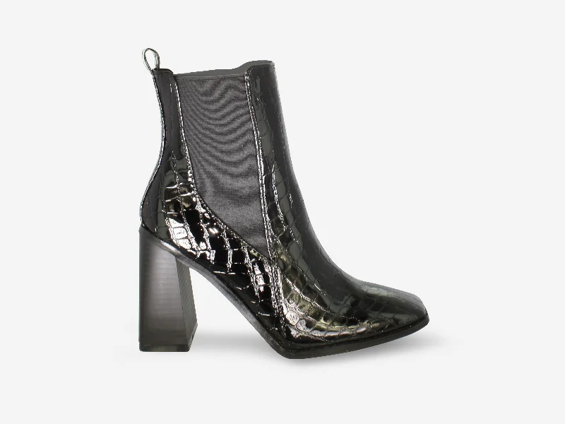 women's ankle boots with block heelsTammy - Black Patent Square Toe Ankle Boots