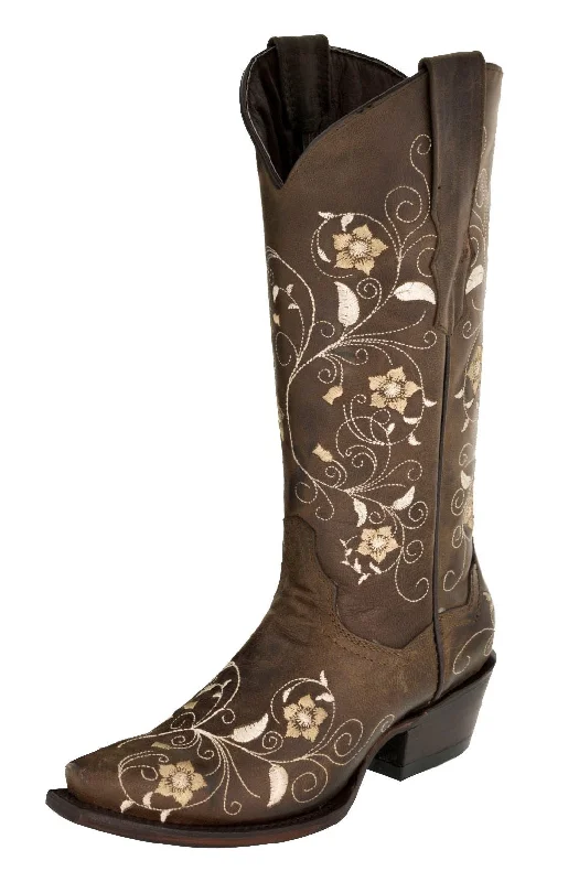 women's cowboy boots with elastic sidesWomens Sofia Brown Leather Cowboy Boots Floral - Snip Toe women's cowboy boots with elastic sidesWomens Sofia Brown Leather Cowboy Boots Floral - Snip Toe