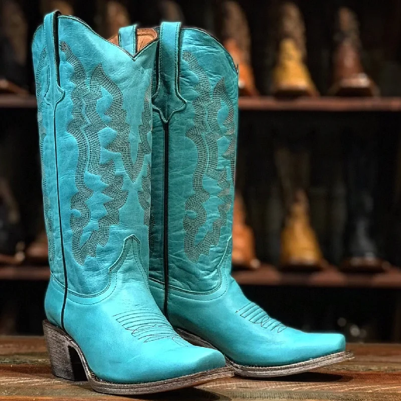 women's booties with snake printTotal Turquoise Leather Boots