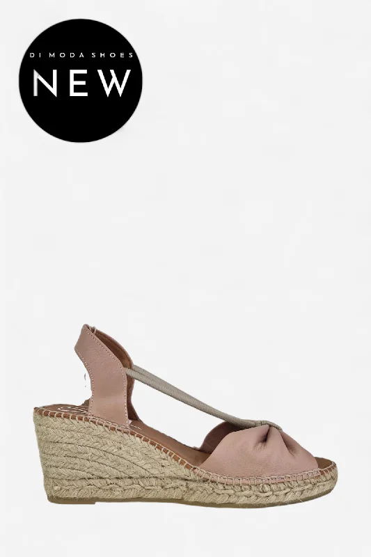 women's heeled ankle bootsVIGUERA 1909 NUDE LEATHER ESPADRILLE WEDGES