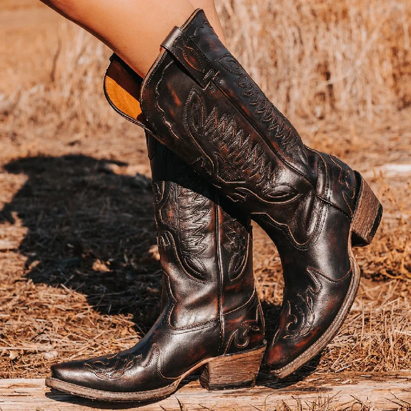 women's snake print western bootsWillie - Black