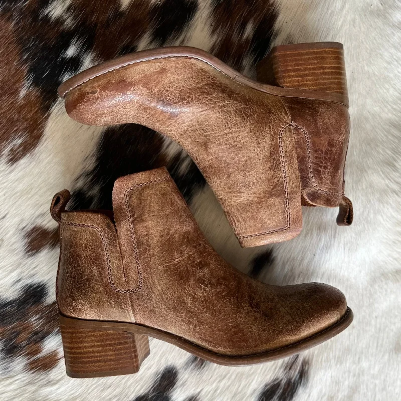 women's booties with side cutoutsWin Doe Tan Booties