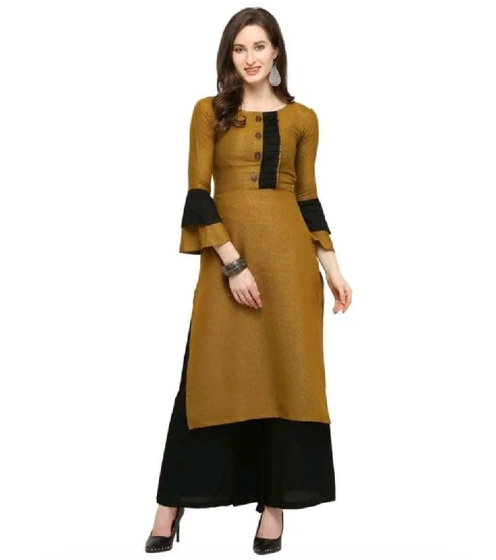 women's moto boots for winterWomen Brown Rayon Straight Kurti With Plazo