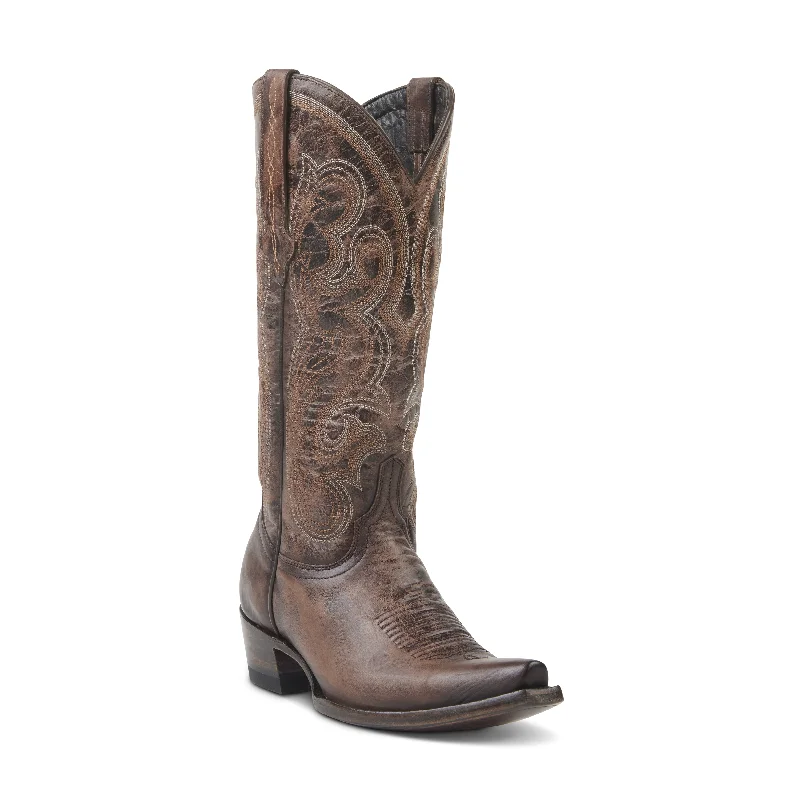 women's zippered moto bootsAllens Brand - Lola - Chocolate