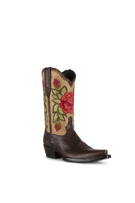 women's moto boots for street styleAzulado - Bella Rose - Chocolate