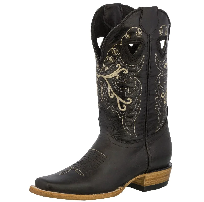 women's cowboy boots for concertsWomens Jesse Black Western Boots Classic Leather - Square Toe