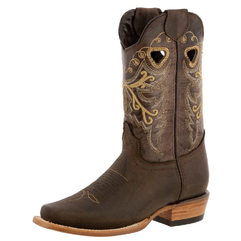 women's cowboy boots with block heelWomens Jesse Brown Western Boots Classic Leather - Square Toe