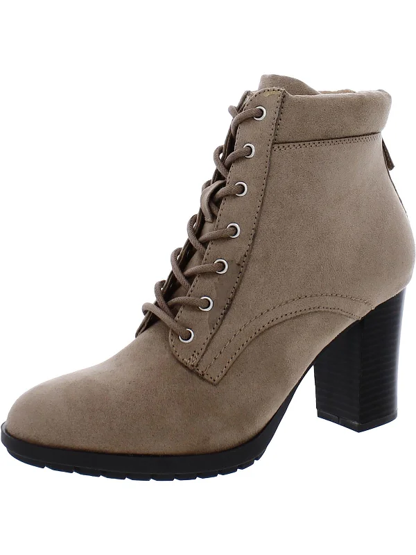 women's booties with snake printWomens Faux Suede Almond Toe Booties