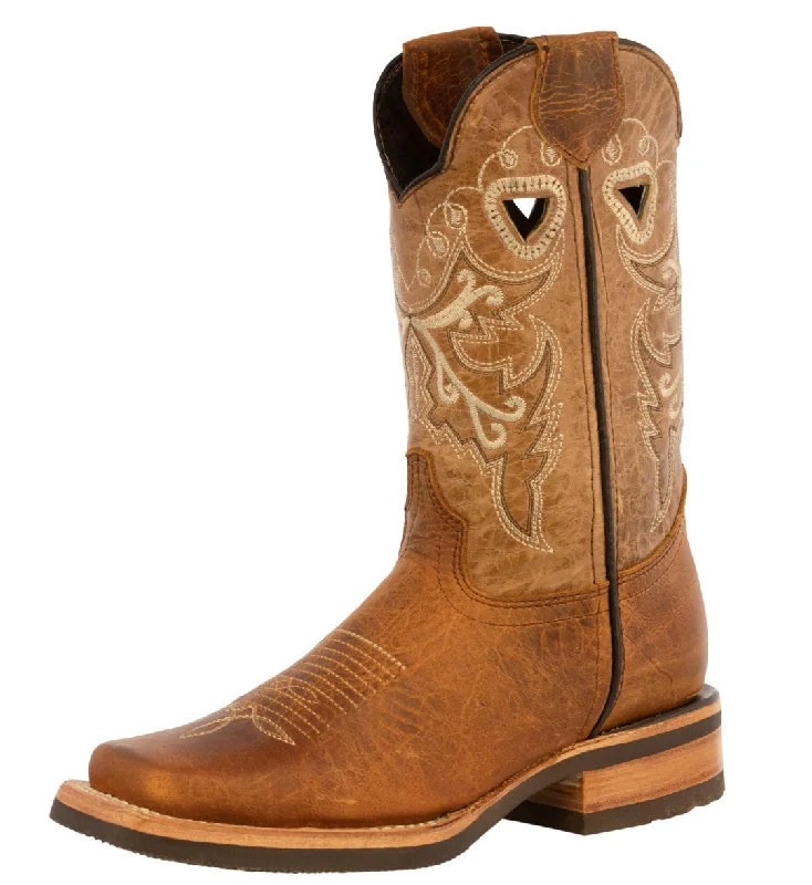 women's cowboy boots for summerWomens Jesse Honey Brown Western Cowboy Boots Leather - Square Toe