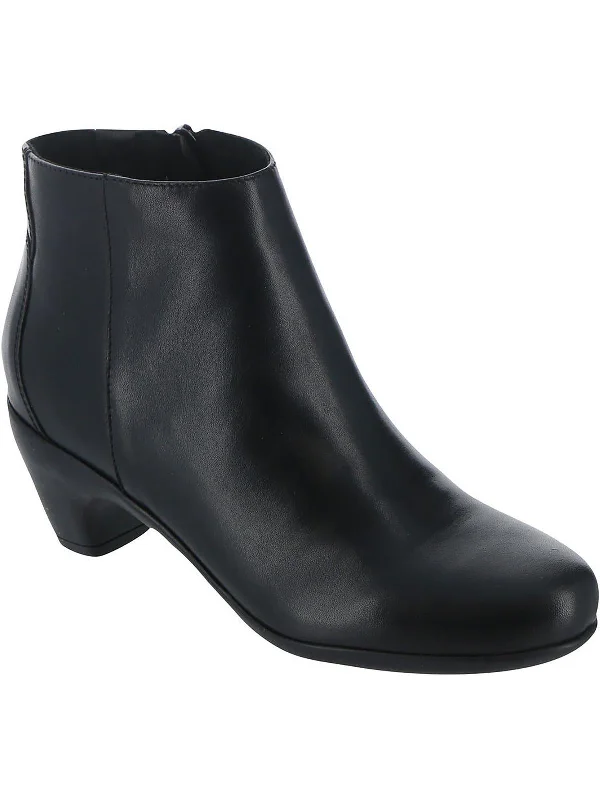 women's booties with lacesWomens Leather Block Heel Ankle Boots
