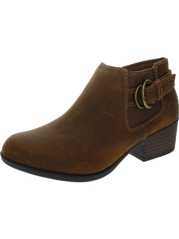 women's booties with floral designWomens Leather Side Zip Ankle Boots