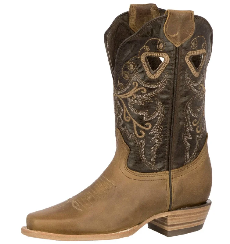women's cowboy boots with low heelWomens Jesse Honey Brown Western Boots Classic Leather - Square Toe